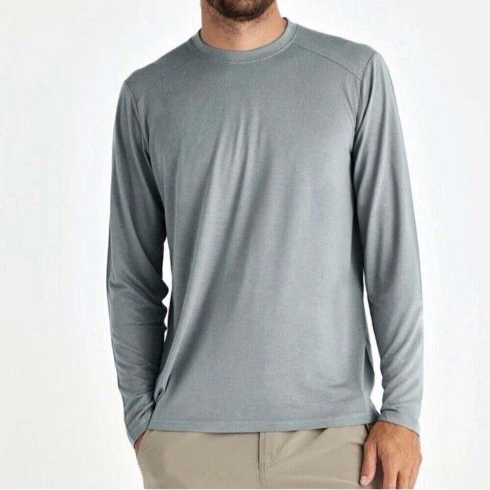 Free Fly Bamboo Long Sleeve Crew Shirt Men’s Size Small Slate Gray Lightweight